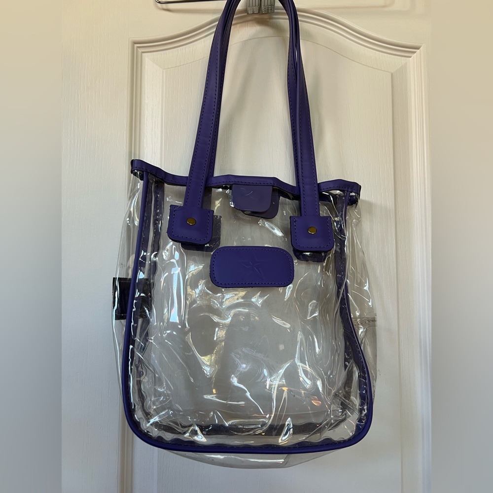 Jon Hart Design clear bag with purple straps